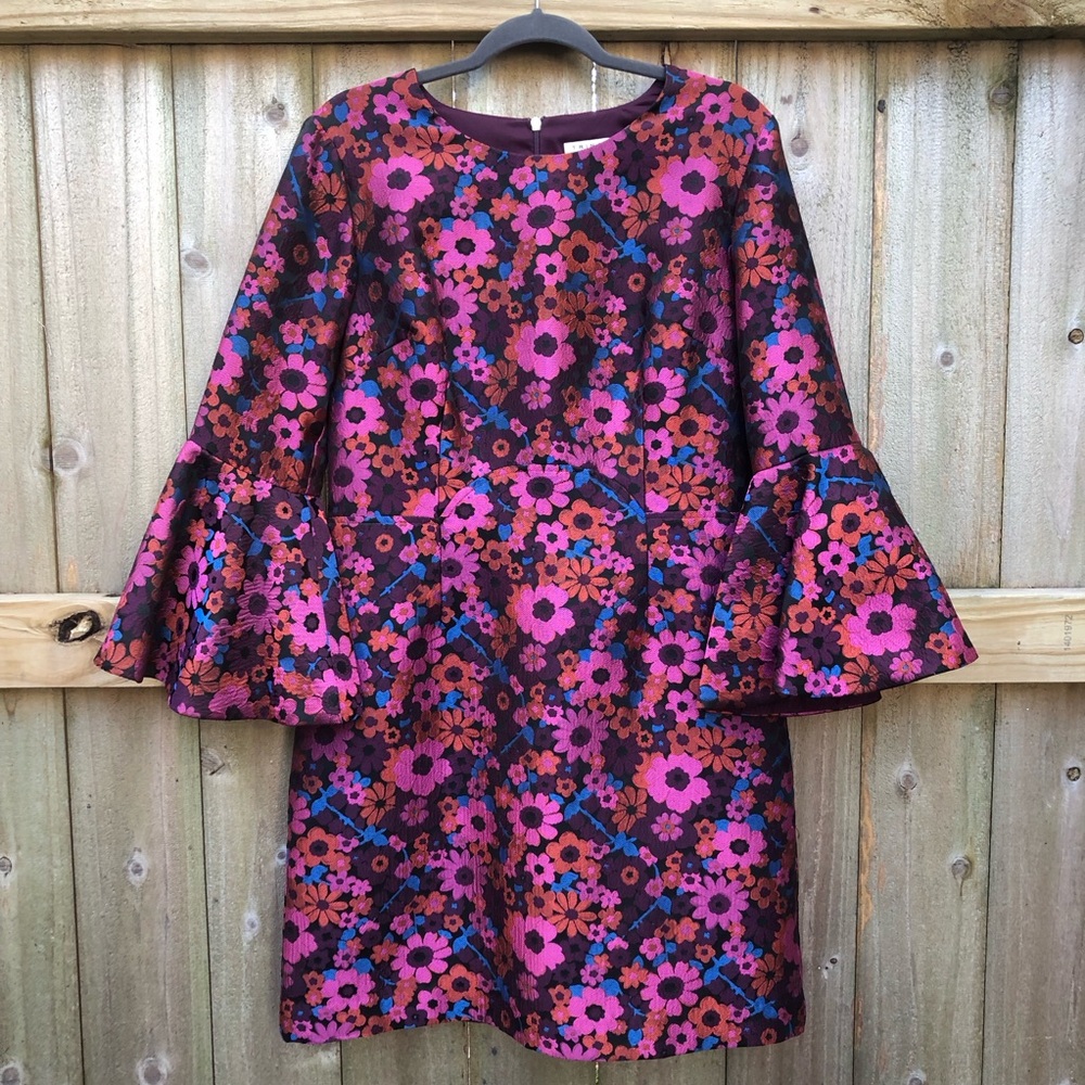 Trina Turk Floral Long Sleeve Dress - Pink and Purple